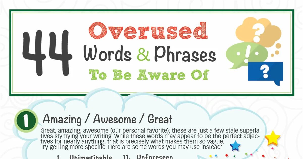 12 word phrase. Native English Words. Vague Words. Замена overused Words. Предложение с overused.
