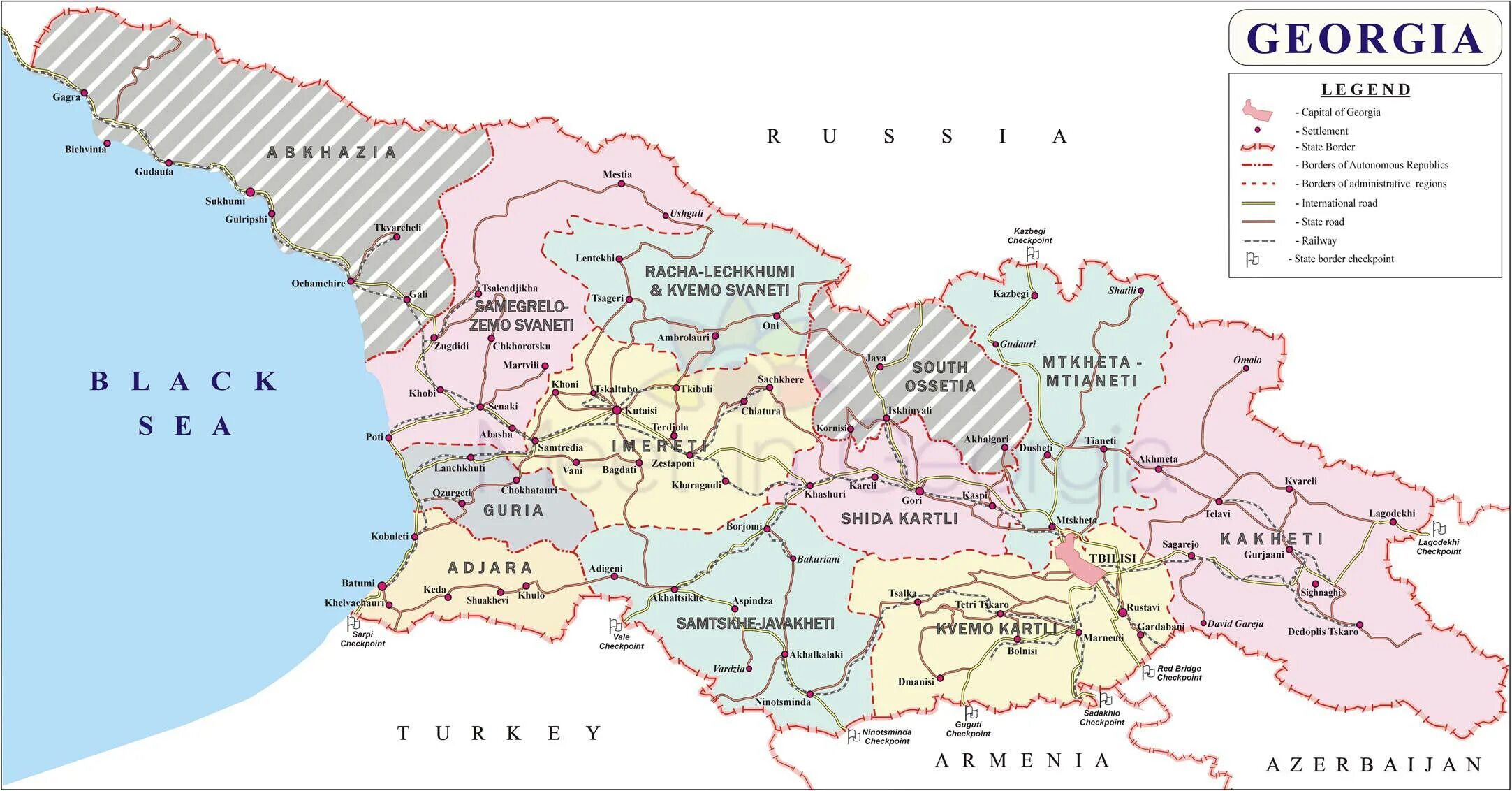 Карта Грузии подробная карта Грузии подробная. Карта Грузии подробная с городами и поселками. Административно-территориальное деление Грузии. Административное деление Грузии на карте.