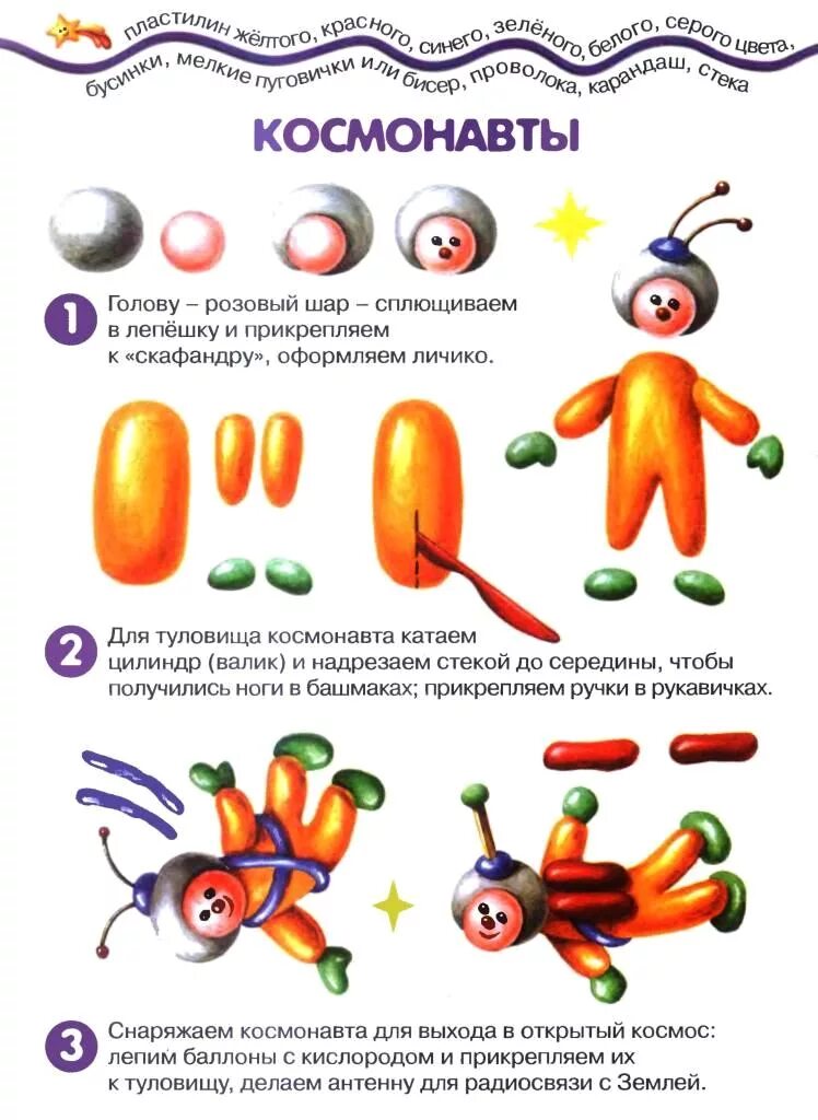 Лепим космонавта из пластилина