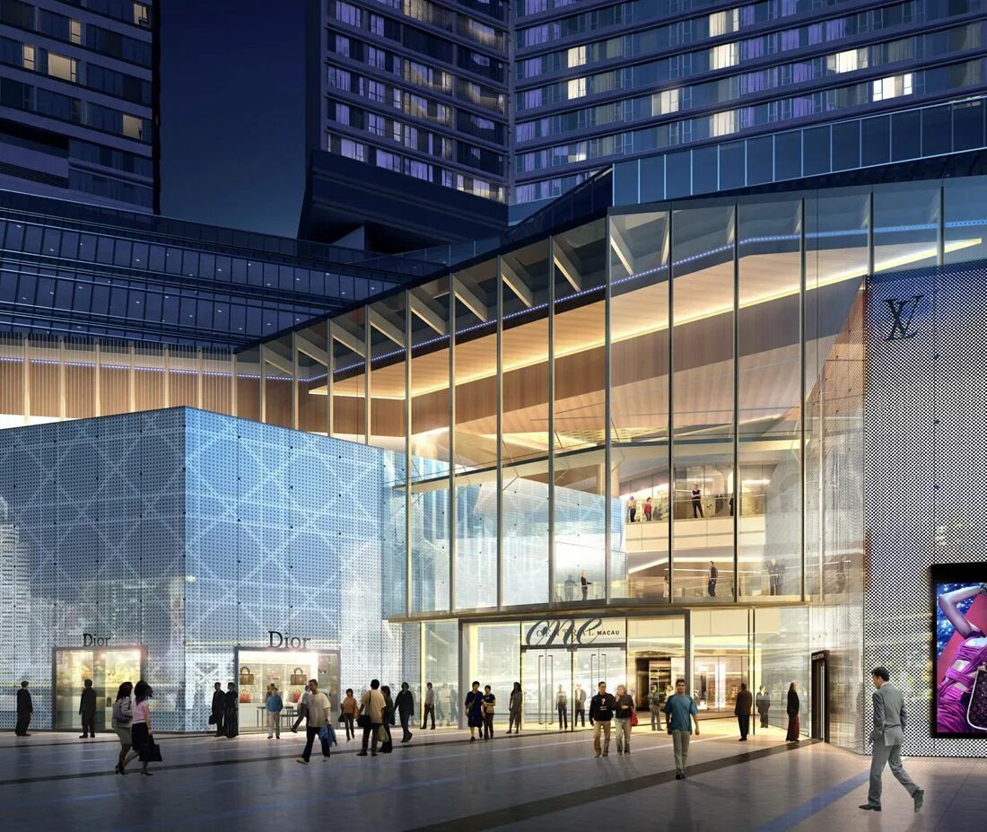 One center. One central macau. shopping mall entrance. торговый центр фасад. mall facade.
