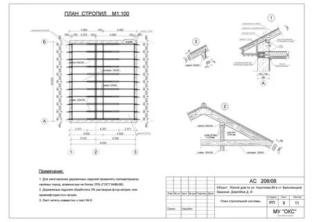 Стропильная система кровли чертежи