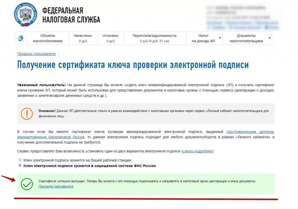 Установить подпись налоговой