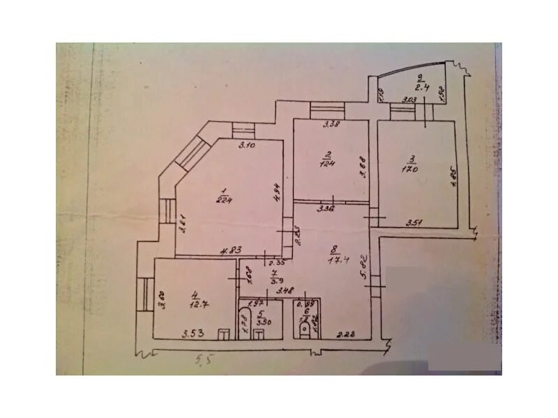 Размер комнат в 2 квартире Шустов парк. 0 93 м