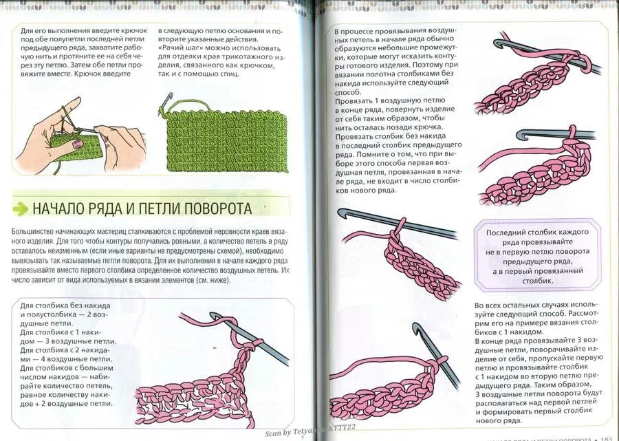 Как вязать крючком полотно. Петля поворота крючком. поворот вязания крючком. пошаговый самоучитель вязание спицами и крючком. поворотные ряды крючком.