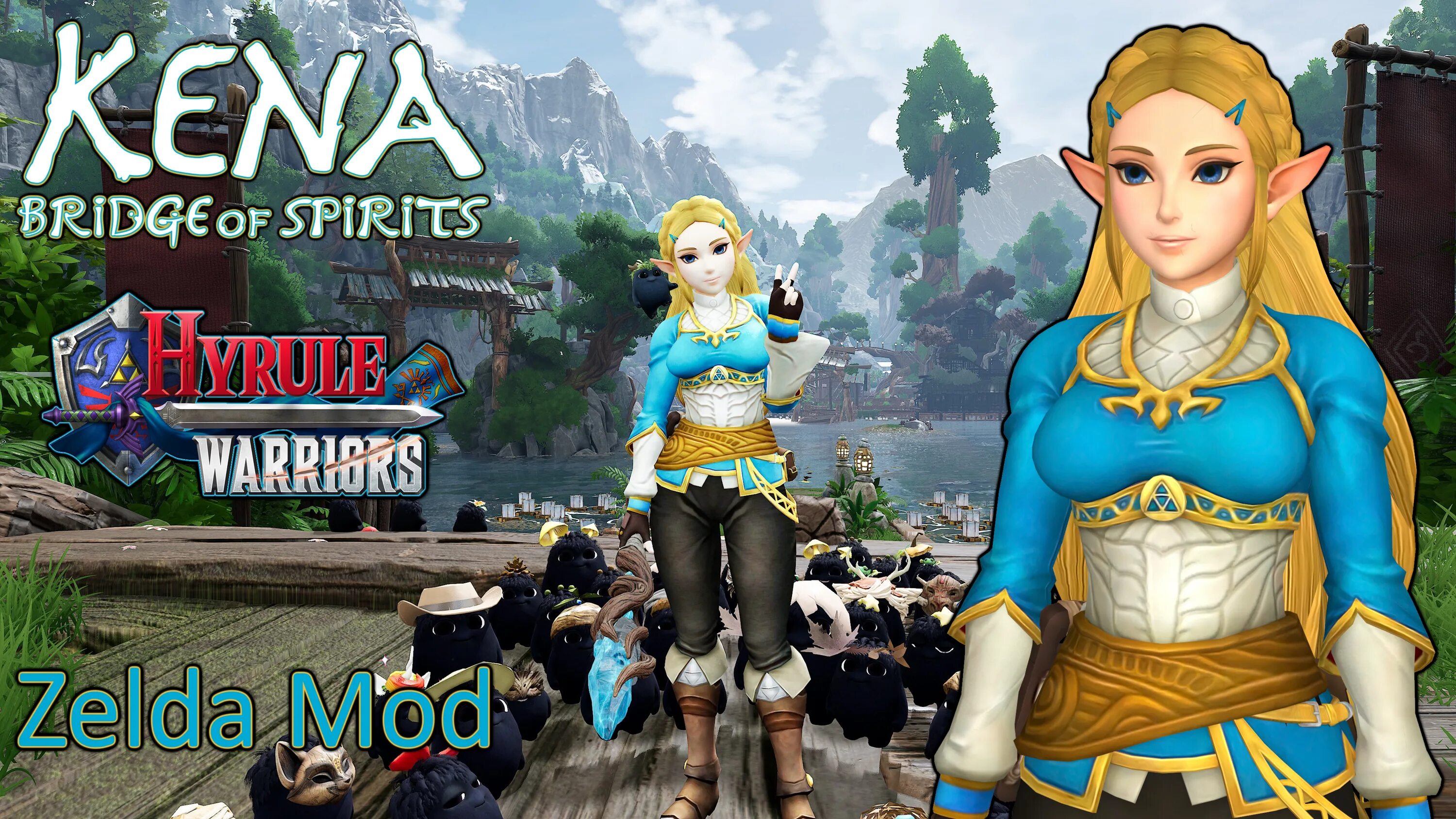 Zelda botw mods. Kena Bridge. Kena: Bridge of Spirits. Kena Bridge of Spirits персонажи. Zelda Mods.