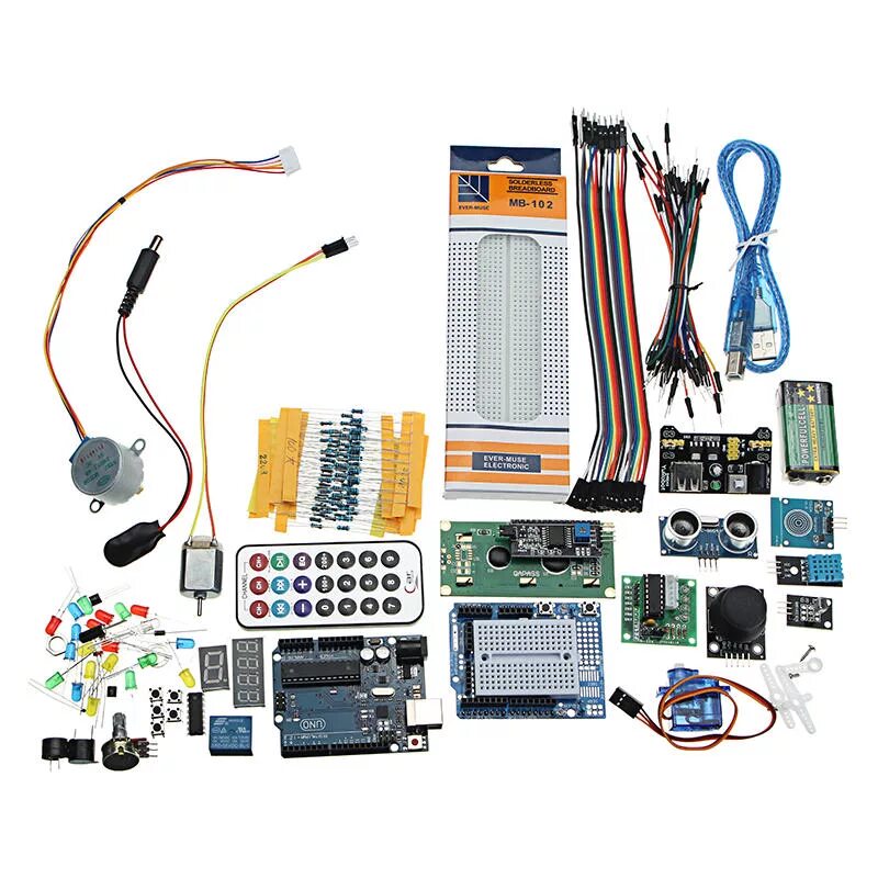 Набор arduino uno r3. Ардуино уно набор. arduino набор для начинающих. набор дополнительных компонентов для arduino. jumper led a03core.