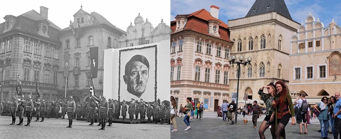 Германская оккупация Чехии 1939. Немцы в Праге 1939. Фашисты в Праге.