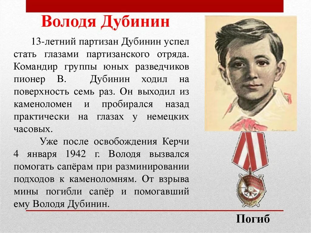 Володя дубинин биография. Пионер Володя Дубинин.