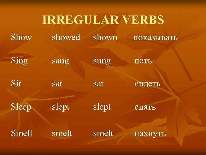 Show verb forms