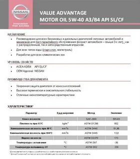 Характеристика масла 5w 40