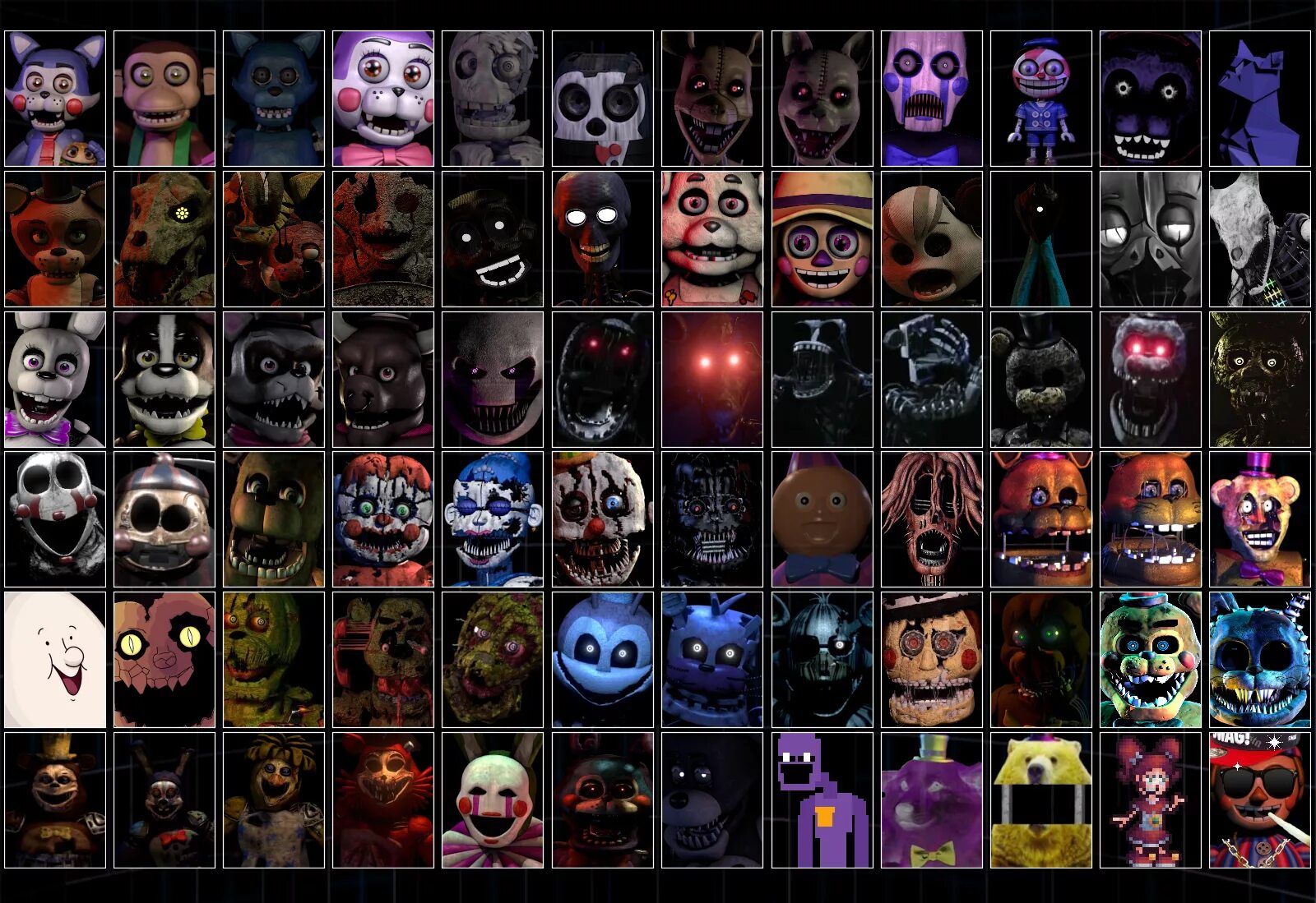 FNAF UCN. ФНАФ UCN. FNAF 7 all Animatronics. ФНАФ 7 персонажи.