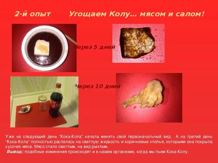 Что будет если каждый день пить колу. Эксперименты с газировкой и мясом. Мясо в Кока Коле эксперимент.