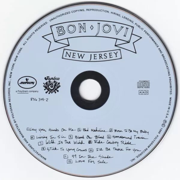 Bon Jovi 1988 New Jersey CD. Бон Джови пластинка New Jersey. LP bon Jovi: New Jersey. Bon Jovi "New Jersey (CD)".