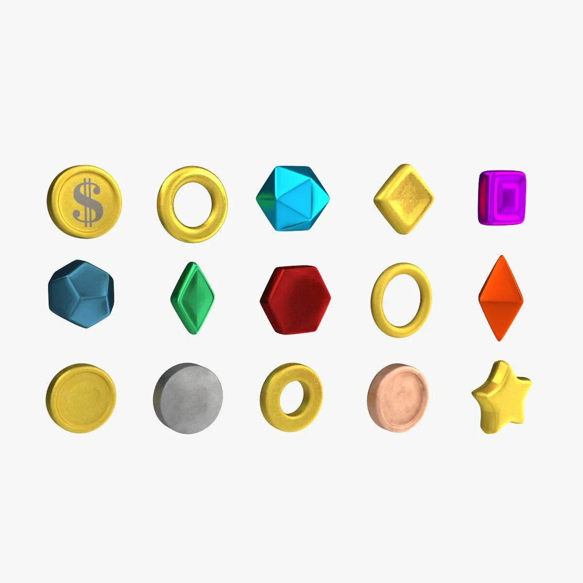 Gems 3d. 3d gem. low poly coin. 3d model gemstone. gem 3d model obj.