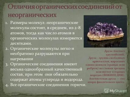 Различия органических и неорганических веществ