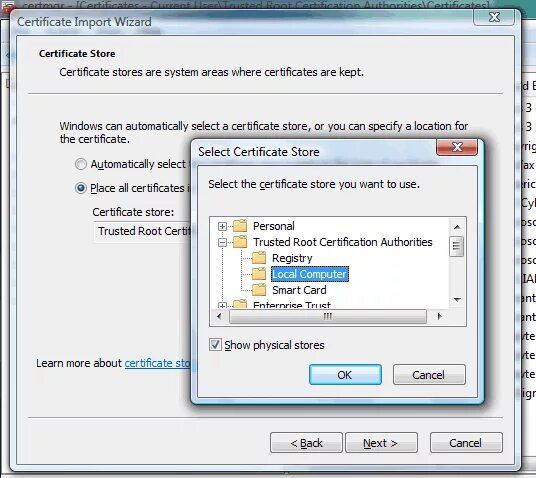 Import certificate. Storage Certificate Windows. Certificate for Store. Unavailable Certificate Windows. Cert LOCALMACHINE MSC.