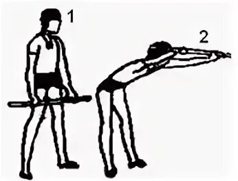 Наклоны с палкой. Стойка на носках палка вверх. Упражнения для ног с гимнастической палкой. Прыжки через планку. Приседание, стоя на гимнастической палке.