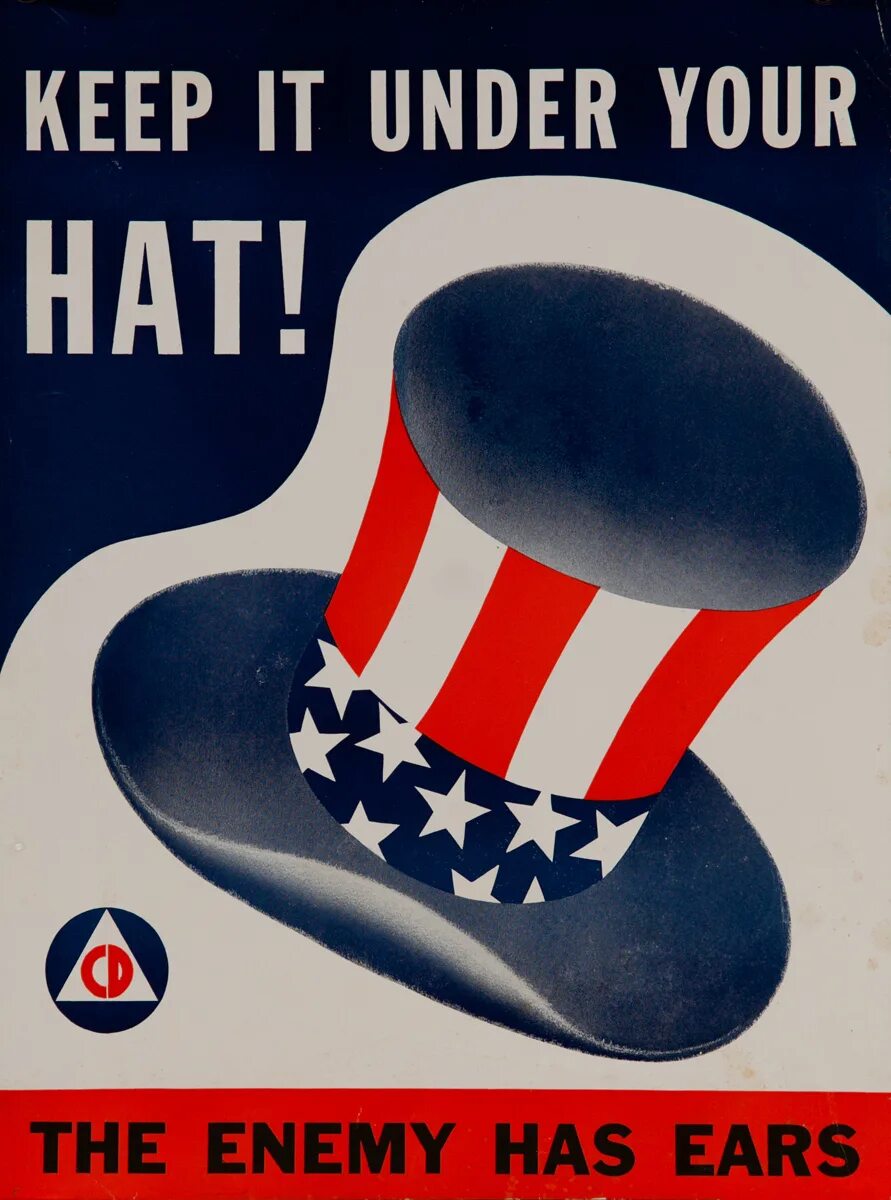 Under your hat. Keep it under your hat. keep something under your hat. американский плакат держись. keep sth under your hat.