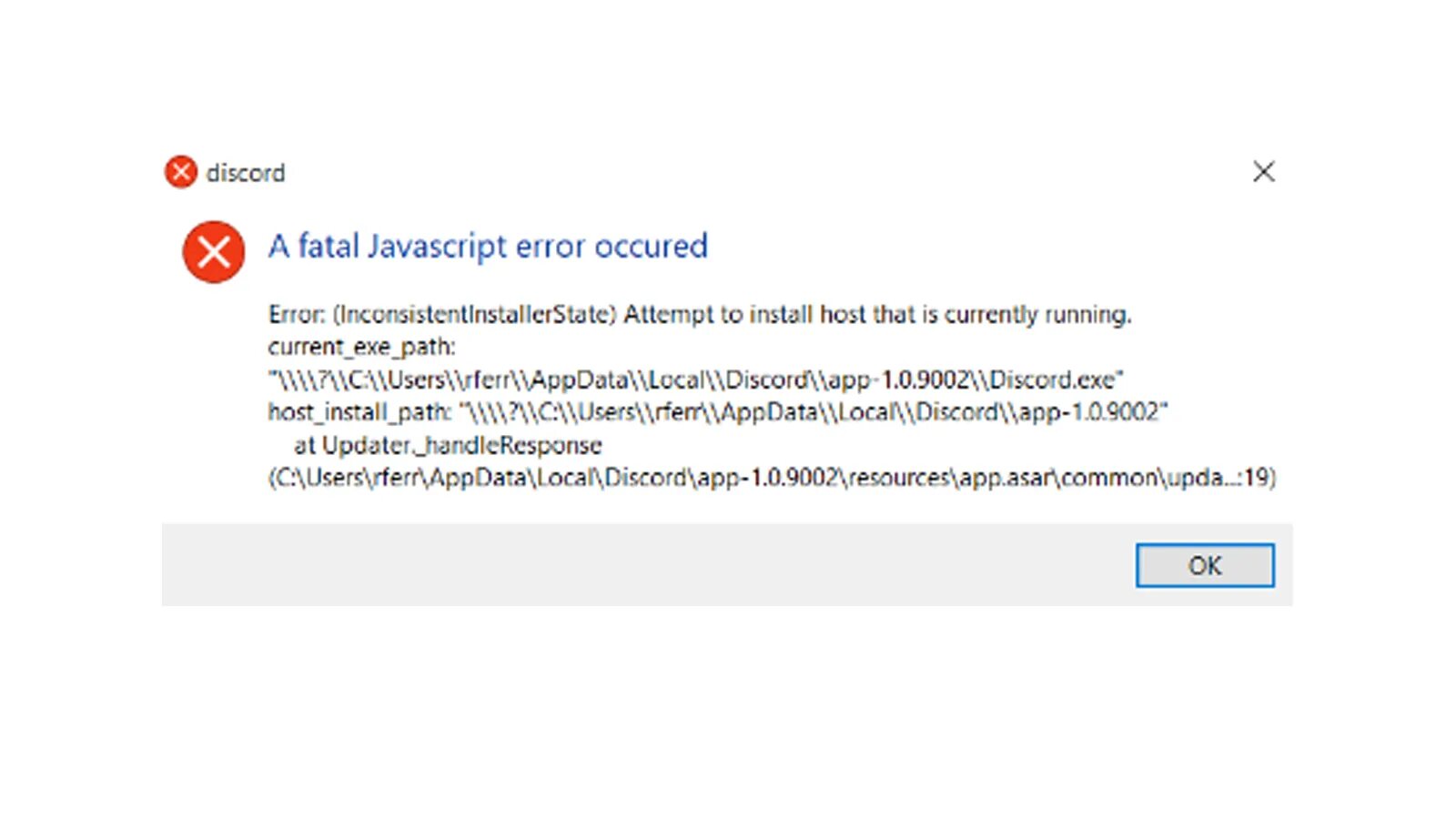 Ошибка script error. Ошибка JAVASCRIPT Error. Ошибка дискорда a Fatal JAVASCRIPT Error occurred. Дискорд JAVASCRIPT Error. Ошибка дискорда JAVASCRIPT.