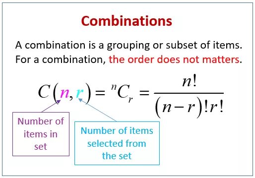 Find combinations. Combination formula. combination in math. combinations and permutations. combination examples.