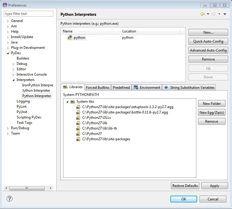 Python file exists. Eclipse питон. eclipse + pydev. настраиваемые свойства интерпретатора. python config lib.