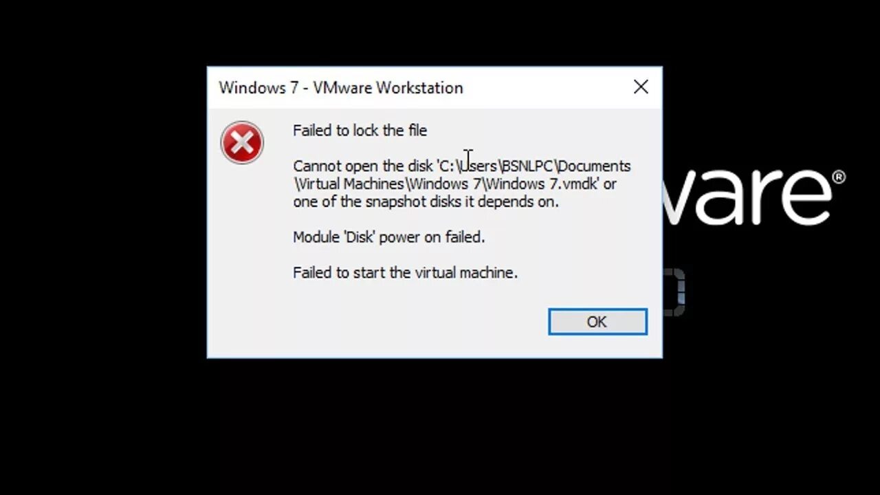 Failed to lock file. Vmware failed to power on. pluginnvidiagfesdk failed. cannot open file. recompilemc failed.