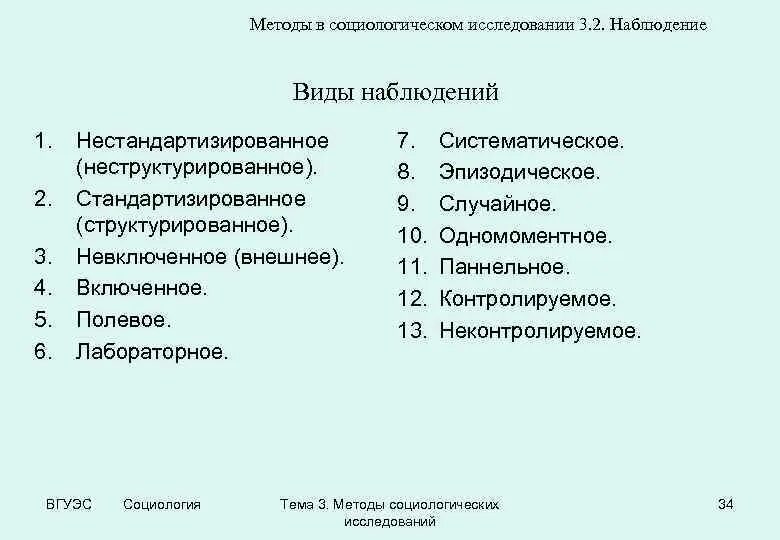 Анализ социологического наблюдения