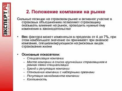 Текущее положение предприятия