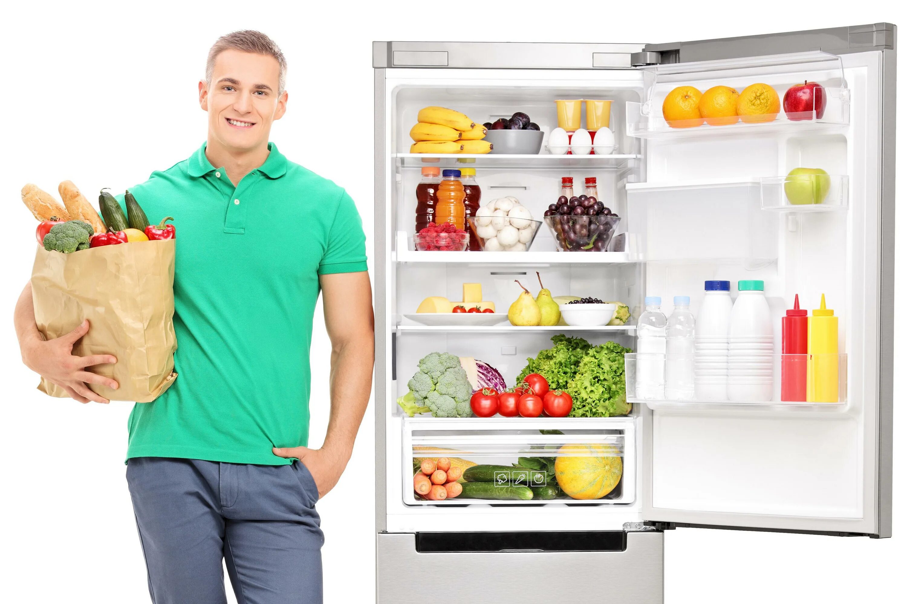 Next to the fridge