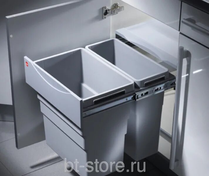 Выдвижное мусорное ведро для кухни на направляющих