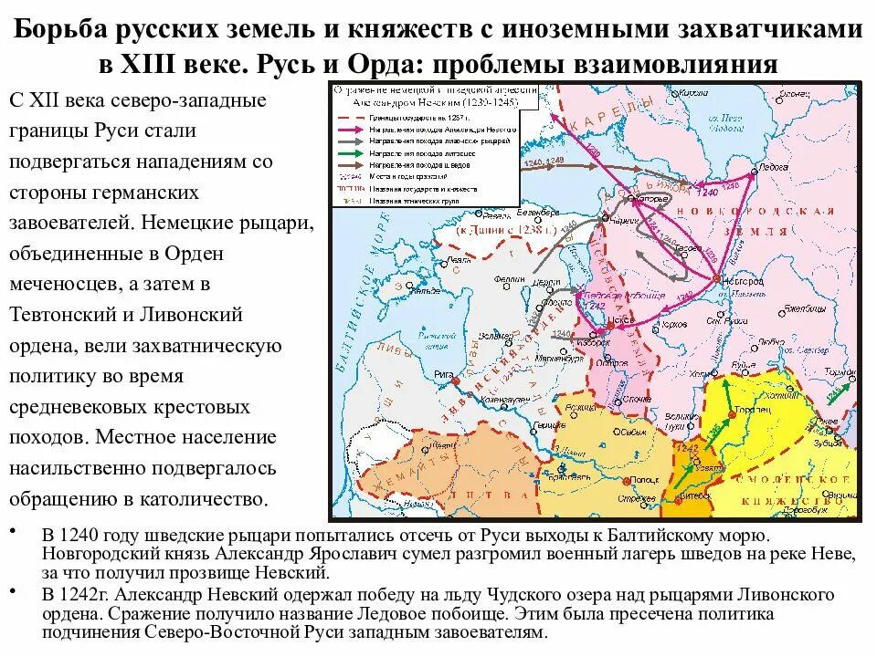 Какое княжество первым подверглось нападению. Карта борьбы Руси с иностранными захватчиками в 13 веке. Борьба русских земель с иноземными захватчиками. Северо западные земли Руси. Борьба Руси с иноземными завоевателями в 13 веке.