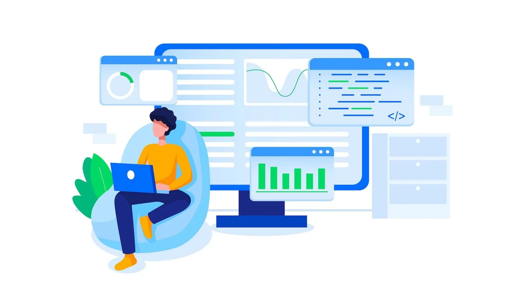 Backend c. Интегратор рисунок. иллюстрации backend. интегратор на белом фоне. software development illustration.
