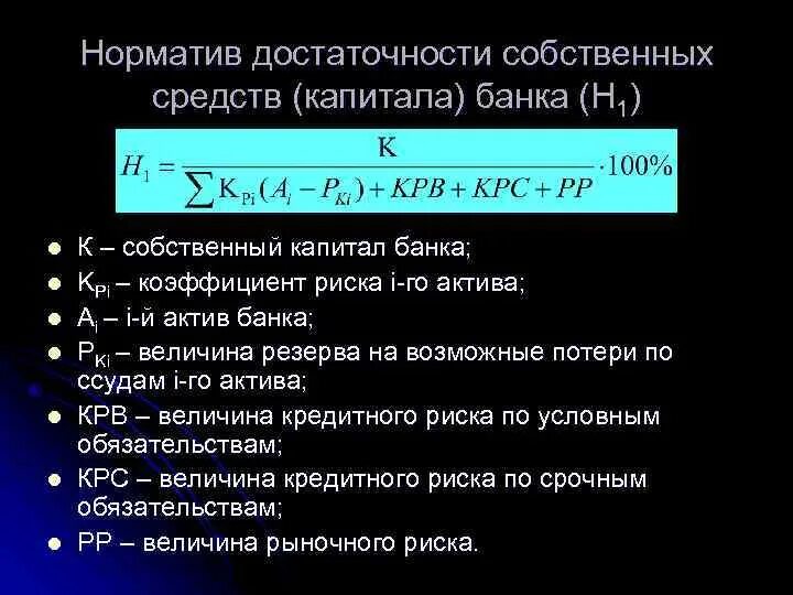 Норматив н1 для банков формула. Норматив достаточности капитала формула. Норматив достаточности собственных средств (капитала) н1.0 формула. Норматив достаточности капитала банка н1.