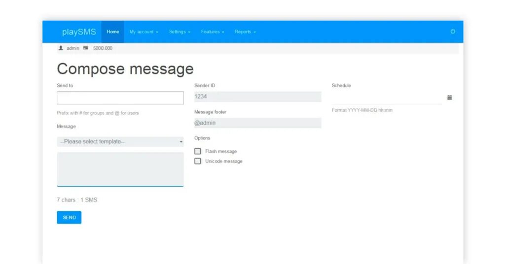 Playsms. LINKEDIN message compose. Message component