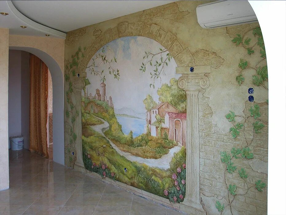 Фрески в интерьере. Древняя греция виноградная лоза настенная роспись. Фреска фигурная. Фреска на стену. Роспись стен в интерьере.