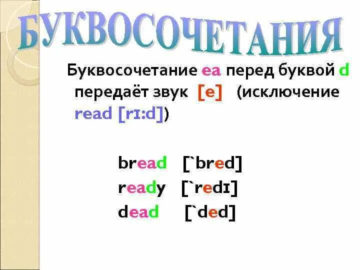 Правило чтения буквосочетания EA В английском языке. Буквосочетания ee EA В английском. Сочетание букв EA В английском языке. Сочетание букв еа в английском языке. Правила буквосочетания