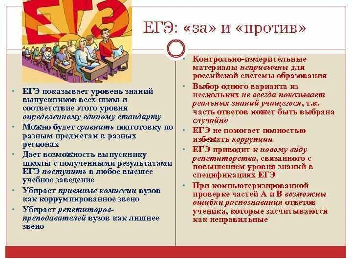 Кто сказал что надо егэ. ЕГЭ за и против. ЕГЭ за и против Аргументы. Аргументы за и против экзаменов. Аргументы за и против ЕГЭ И ОГЭ.