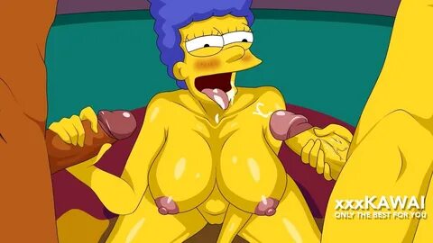 Showing her big tits and fat ass, blue haired, yellow skin cartoon MILF div...