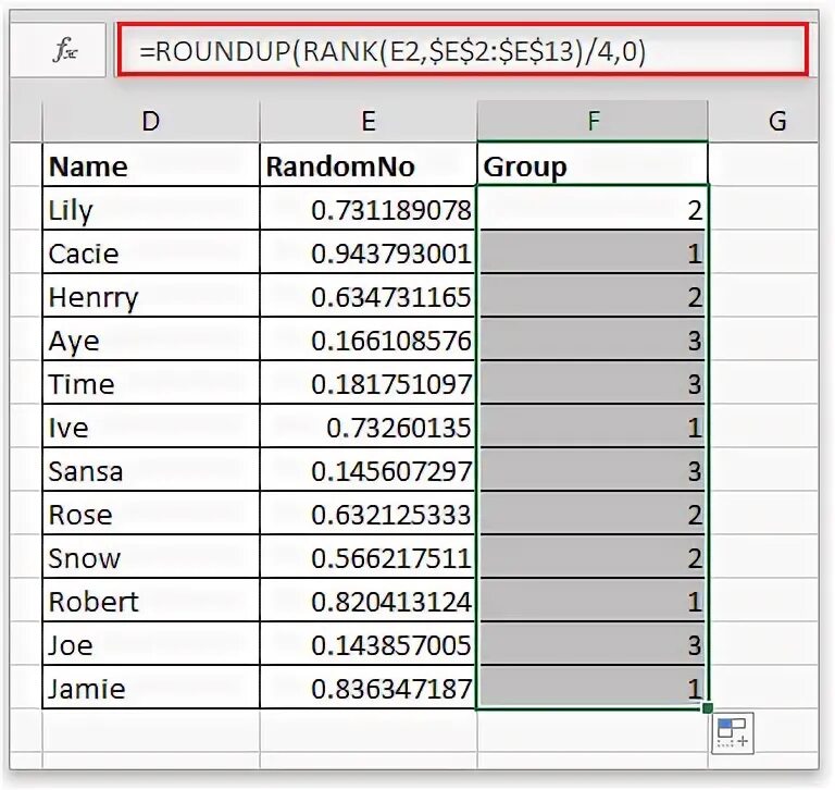 Random grouping