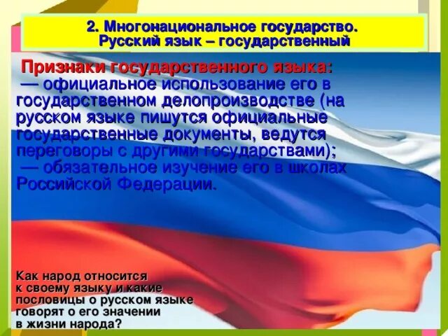 Признаки многонационального государства. Русский язык государственный язык. Признаки государственного языка. Плюсы многонационального государства.