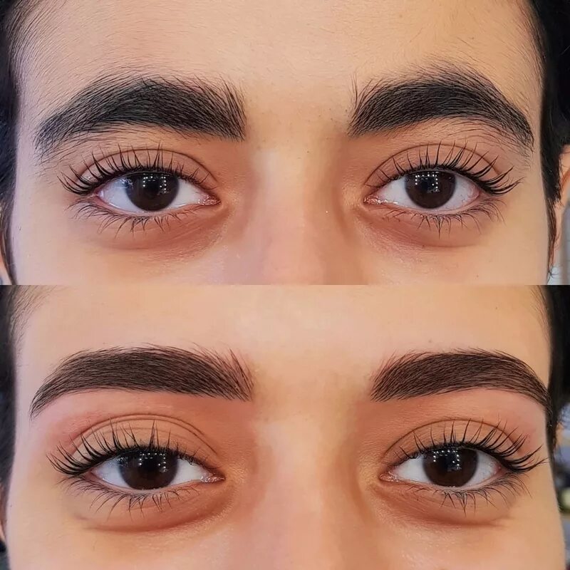 осветление бровей до и после
