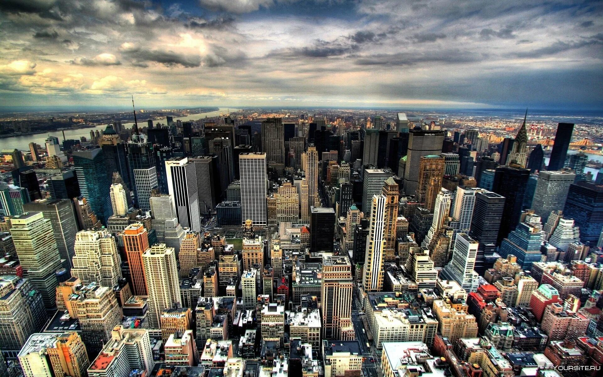 Урбанизм Нью Йорк. Мидтаун Нью-Йорк. HDRI Нью Йорк. Нью-Йорк Сити сверху.