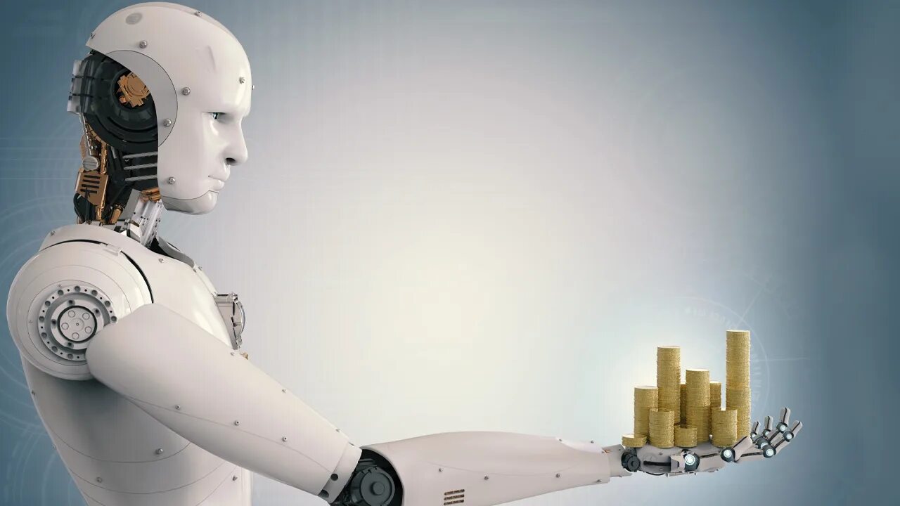 Искусственный интеллект зарабатывает деньги. Искусственный интеллект. робот андроид. синтетический робот. искусственный интеллект в рекламе.