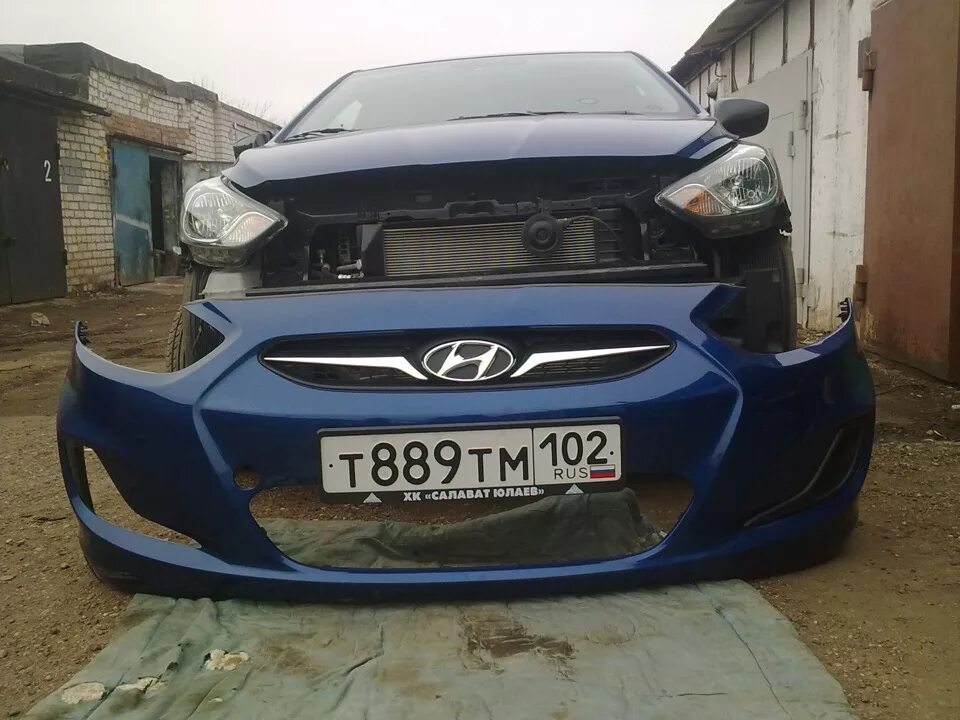 Радиаторная решетка и зеркала - Hyundai Solaris, 1,6 л, 2011 года тюнинг DRIVE2