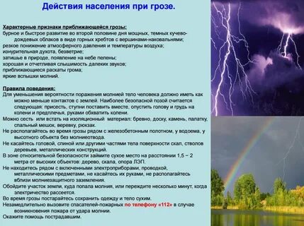 Назови свои действия при грозе