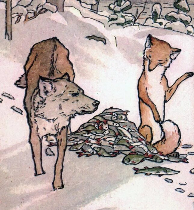 Ловил рыбу хвостом. Рисунок к сказке лиса и волк. Дисп и волк иллюстрации. Волк и лиса. Сказка лиса и волк.