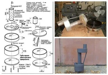 Печка на отработке размеры