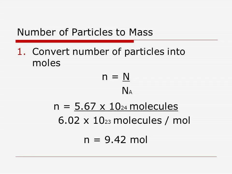 Particular number. Molar mass of air. mass of a particle. number of moles air. moles to particles.