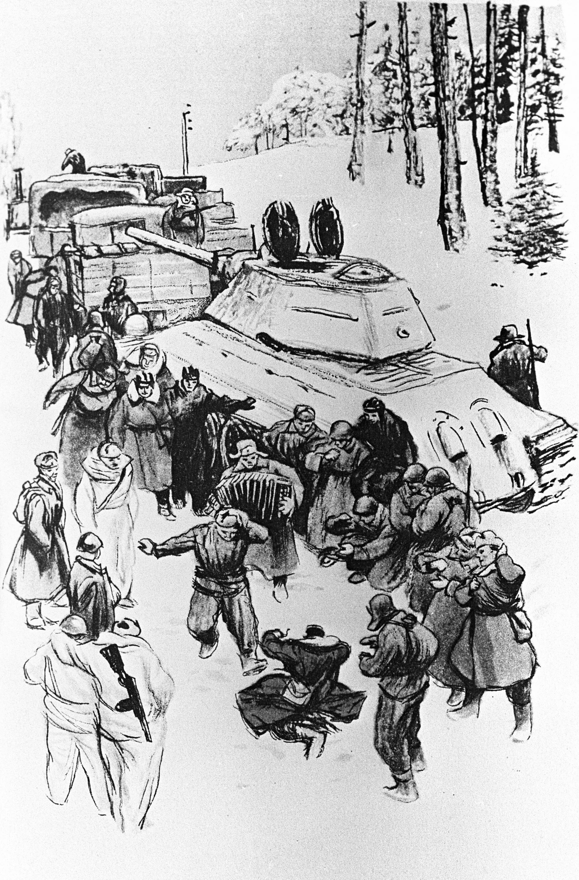 Переправа гармонь. Теркин ранен. Переправа гармонь. Переправа гармонь. Иллюстрации к василию теркину гармонь.