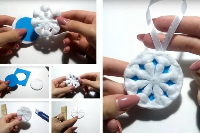 Снежинки из ватных дисков. Снежинки из ватных дисков. Снежинки из ватных дисков. Снежинка из ватных дисков. Объемные снежинки из ватных дисков.